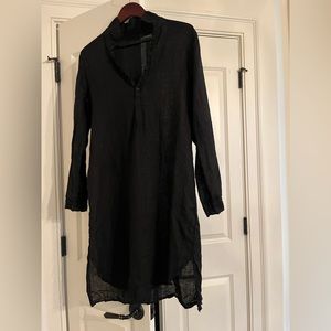 CP shades black linen shirt dress